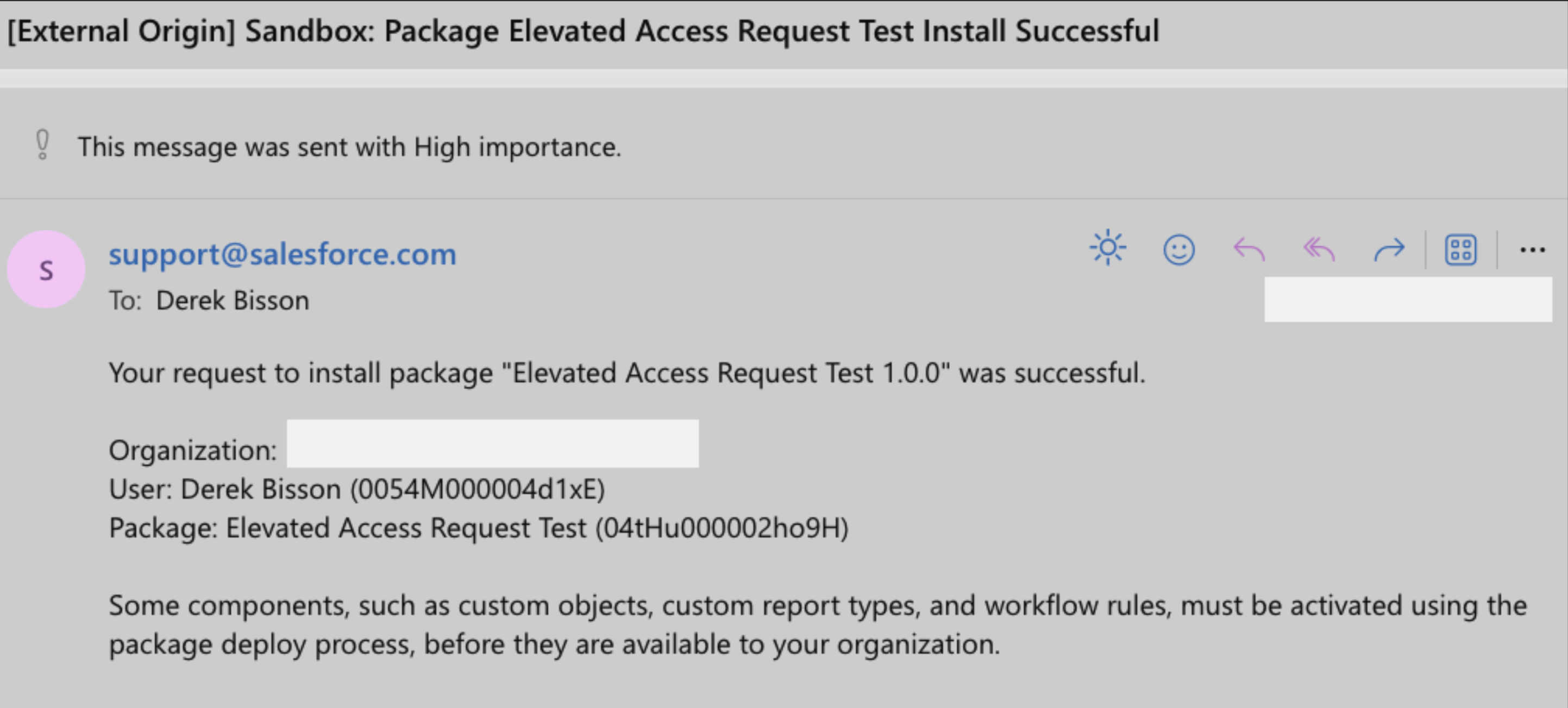Installation Successful Email